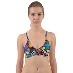 Graffiti Characters Seamless Pattern Wrap Around Bikini Top by Pakemis