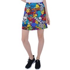 Graffiti Characters Seamless Pattern Tennis Skirt by Pakemis