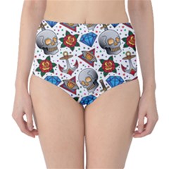Full Color Flash Tattoo Patterns Classic High-waist Bikini Bottoms by Pakemis