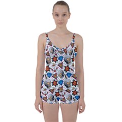 Full Color Flash Tattoo Patterns Tie Front Two Piece Tankini by Pakemis