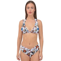 Full Color Flash Tattoo Patterns Double Strap Halter Bikini Set by Pakemis