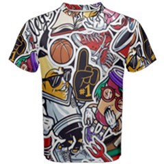 Vintage College Colorful Seamless Pattern Men s Cotton Tee by Pakemis