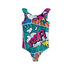 Comic Colorful Seamless Pattern Kids  Frill Swimsuit by Pakemis