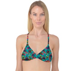 Vintage Colorful Insects Seamless Pattern Reversible Tri Bikini Top by Pakemis