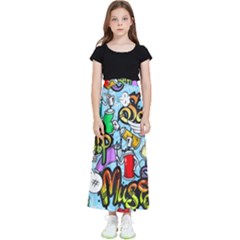 Graffiti Characters Seamless Patterns Kids  Flared Maxi Skirt by Pakemis