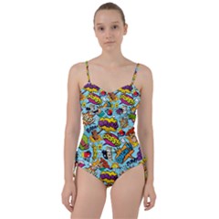 Comic Elements Colorful Seamless Pattern Sweetheart Tankini Set by Pakemis