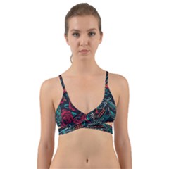 Vintage Flash Tattoos Designs Seamless Pattern Wrap Around Bikini Top by Pakemis