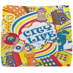 Colorful City Life Horizontal Seamless Pattern Urban City Seat Cushion by Pakemis