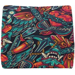 Vintage Tattoos Colorful Seamless Pattern Seat Cushion by Pakemis