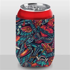 Vintage Tattoos Colorful Seamless Pattern Can Holder by Pakemis