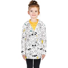 Set Cute Colorful Doodle Hand Drawing Kids  Double Breasted Button Coat by Pakemis