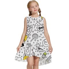 Set Cute Colorful Doodle Hand Drawing Kids  Frill Swing Dress by Pakemis