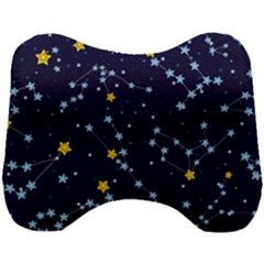 Seamless Pattern With Cartoon Zodiac Constellations Starry Sky Head Support Cushion by Pakemis