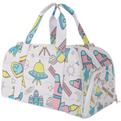 Cute-seamless-pattern-with-space Burner Gym Duffel Bag by Pakemis