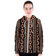 Gold-chain-jewelry-seamless-pattern Women s Zipper Hoodie by Pakemis