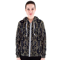 Art-deco-geometric-abstract-pattern-vector Women s Zipper Hoodie by Pakemis