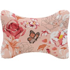 Beautiful-seamless-spring-pattern-with-roses-peony-orchid-succulents Seat Head Rest Cushion by Pakemis