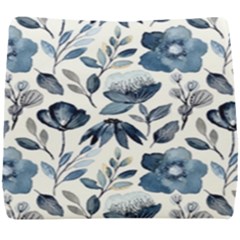 Indigo-watercolor-floral-seamless-pattern Seat Cushion by Pakemis