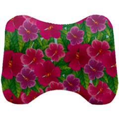 Background-cute-flowers-fuchsia-with-leaves Head Support Cushion by Pakemis