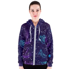 Realistic-night-sky-poster-with-constellations Women s Zipper Hoodie by Pakemis