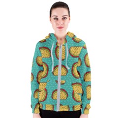 Taco-drawing-background-mexican-fast-food-pattern Women s Zipper Hoodie by Pakemis