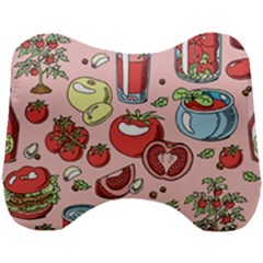 Tomato-seamless-pattern-juicy-tomatoes-food-sauce-ketchup-soup-paste-with-fresh-red-vegetables-backd Head Support Cushion by Pakemis