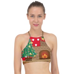 Christmas Room Racer Front Bikini Top by artworkshop
