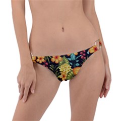Fabulous Colorful Floral Seamless Ring Detail Bikini Bottom by Pakemis