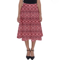 Pink-art-with-abstract-seamless-flaming-pattern Perfect Length Midi Skirt by Pakemis