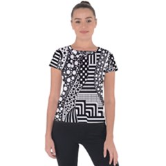 Black And White Short Sleeve Sports Top  by gasi
