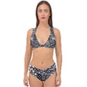 Black and white Double Strap Halter Bikini Set View1