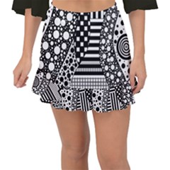 Black And White Fishtail Mini Chiffon Skirt by gasi