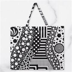 Black And White Zipper Large Tote Bag by gasi