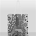 Black and white Full Print Rope Handle Tote (Large) View1