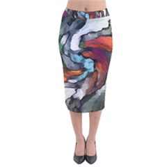 Abstract Art Velvet Midi Pencil Skirt by gasi