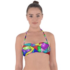Colorful Abstract Art Halter Bandeau Bikini Top by gasi