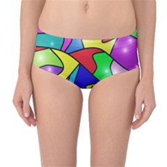 Colorful Abstract Art Mid-waist Bikini Bottoms by gasi