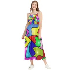 Colorful Abstract Art Boho Sleeveless Summer Dress by gasi