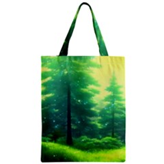 Anime Forrest Nature Fantasy Sunset Trees Woods Zipper Classic Tote Bag by Uceng