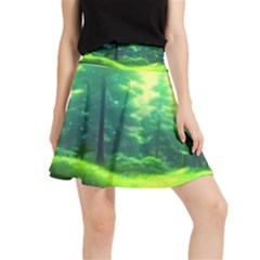 Anime Forrest Nature Fantasy Sunset Trees Woods Waistband Skirt by Uceng