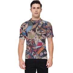 Background Embroidery Pattern Stitches Abstract Men s Short Sleeve Rash Guard by Uceng