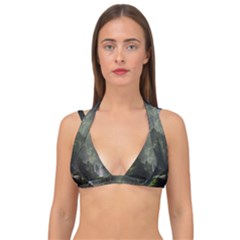 Waterfall River Fantasy Dream Planet Matte Double Strap Halter Bikini Top by Uceng