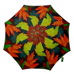 Leaves Foliage Autumn Nature Forest Fall Hook Handle Umbrellas (large) by Uceng