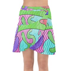 Colorful Stylish Design Wrap Front Skirt by gasi