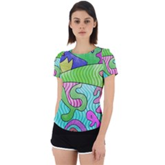 Colorful Stylish Design Back Cut Out Sport Tee by gasi