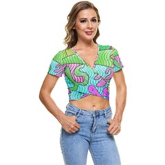 Colorful Stylish Design Short Sleeve Foldover Tee by gasi