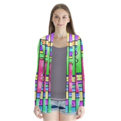 Colorful Pattern Drape Collar Cardigan by gasi