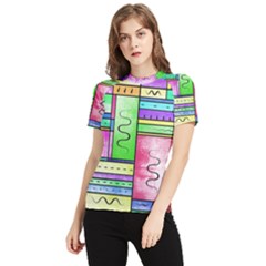 Colorful Pattern Women s Short Sleeve Rash Guard by gasi
