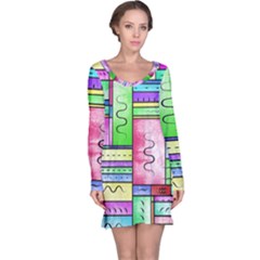 Colorful Pattern Long Sleeve Nightdress by gasi
