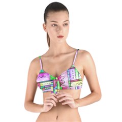 Colorful Pattern Tie Up Cut Bikini Top by gasi